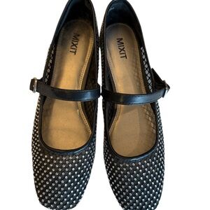 Mixit Women's Black Flats with Silver Accents